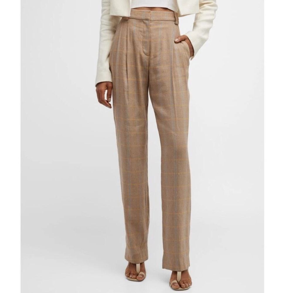 NWTs A.L.C. Flynn Plaid Pleated Linen Blend Pants Sz 10